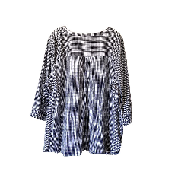 EUC Talbots Size 3X Tunic Top Blouse Black & White Check Trim Detail 100% Cotton - Picture 2 of 11